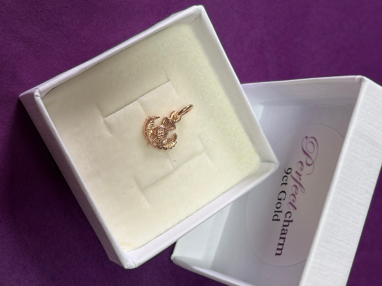 Sale Small Scottish Thistle Charm 9ct Rose Gold