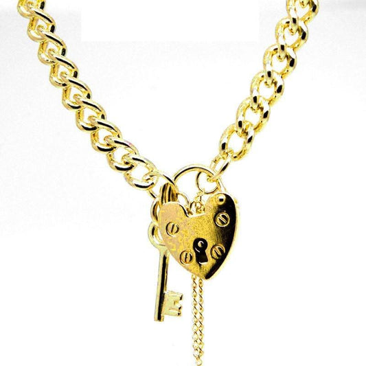Charm Bracelet - Gold Heavy Curb Charm Bracelet With Padlock