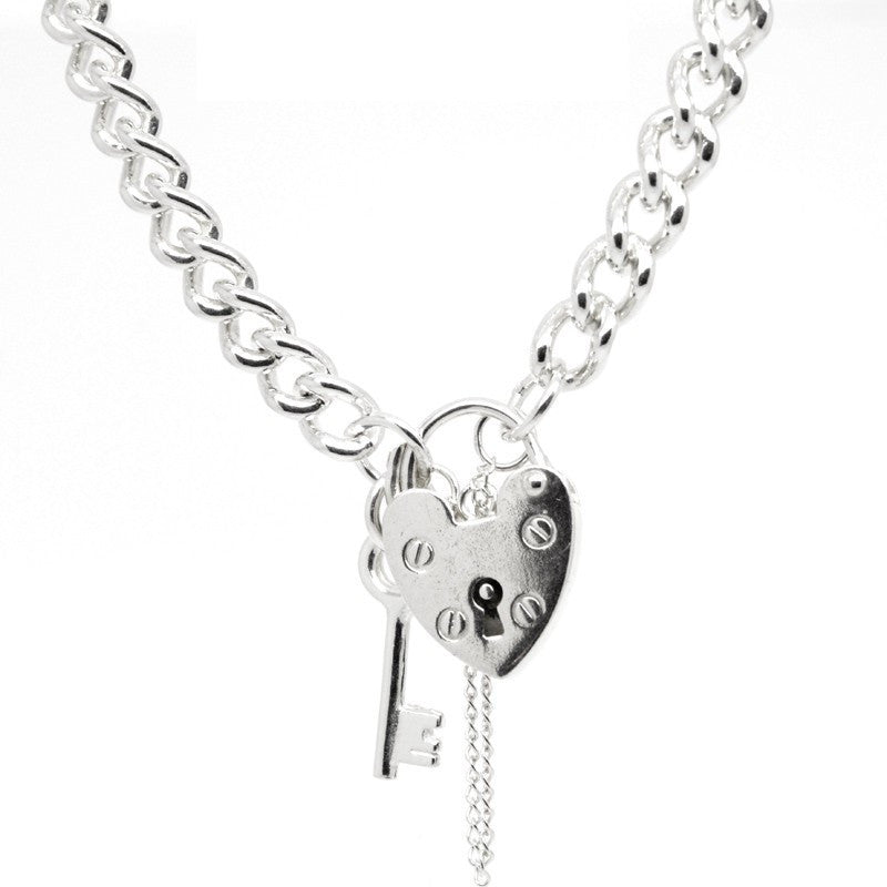 Heavy Curb Charm Bracelet with Padlock - Perfectcharm - 1