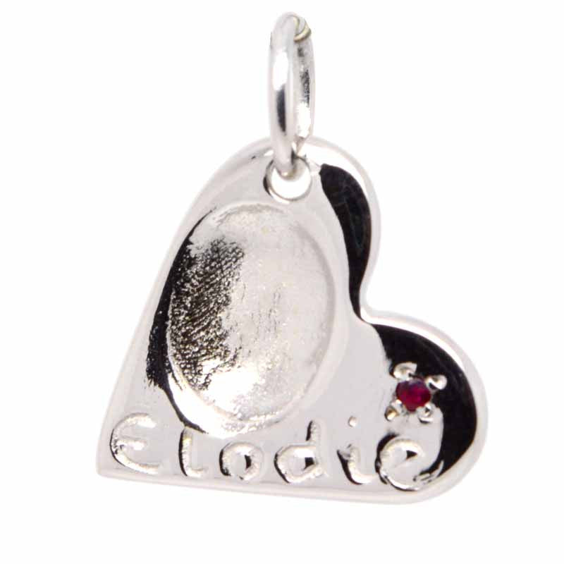 Fingerprint Heart Charm with Birthstone - Perfectcharm - 1