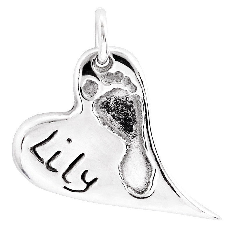 Footprint Curvy Heart Charm - Perfectcharm - 1