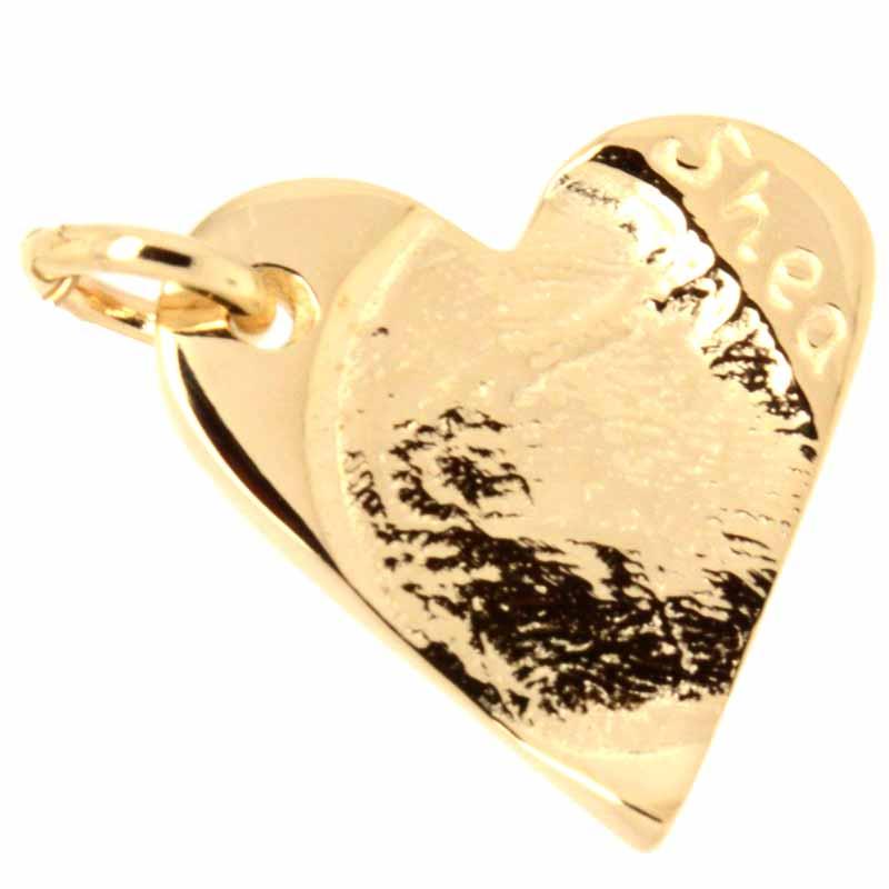 Charm - Gold Fingerprint Heart Charm