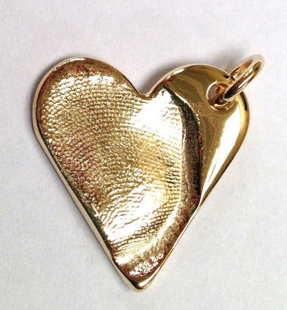 Charm - Gold Fingerprint Heart Charm