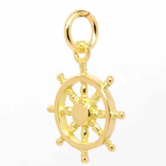 Gold Small Ship Wheel Charm - Perfectcharm - 1
