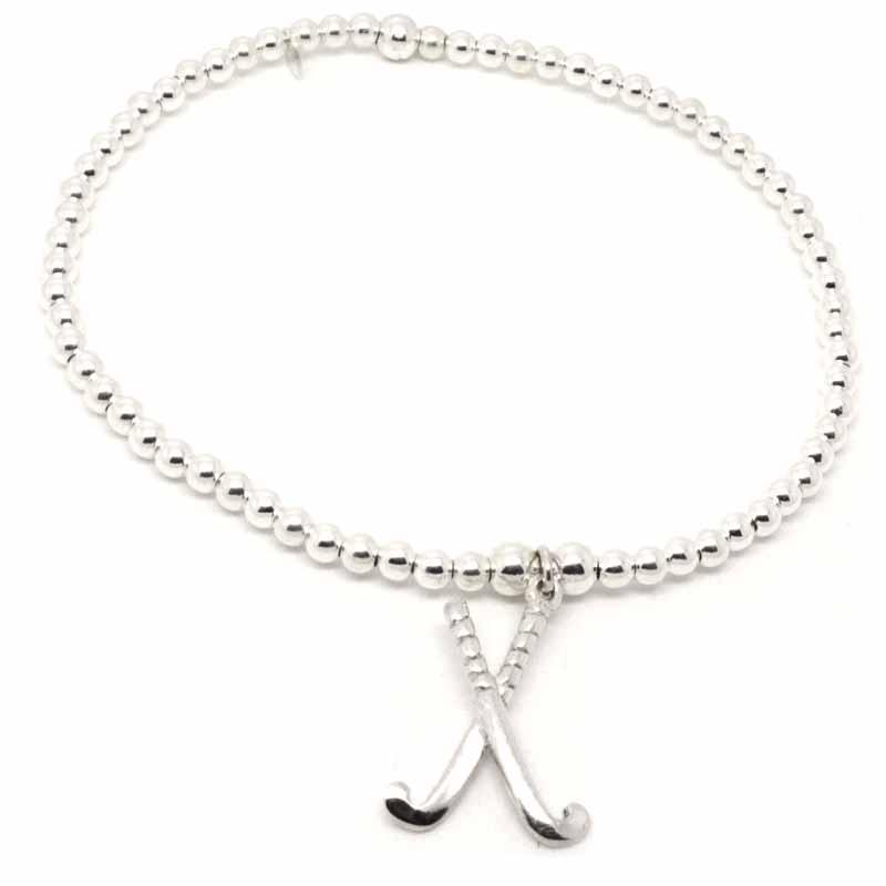 Charm - Silver Crossed Field Hockey Sticks Charm