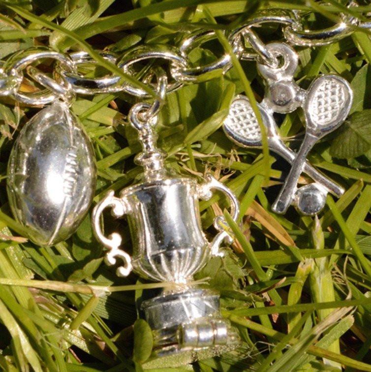 Charm - Silver Solid Rugby Ball Charm