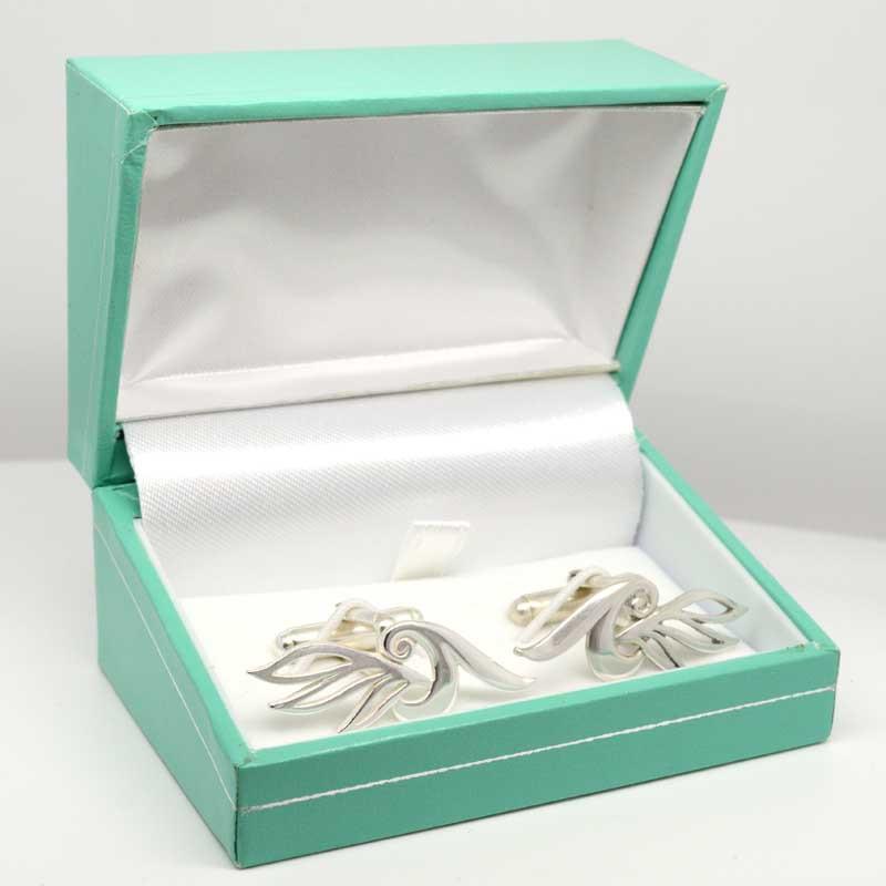 Cufflinks - Ladies Large Leaf Swirl Cufflinks