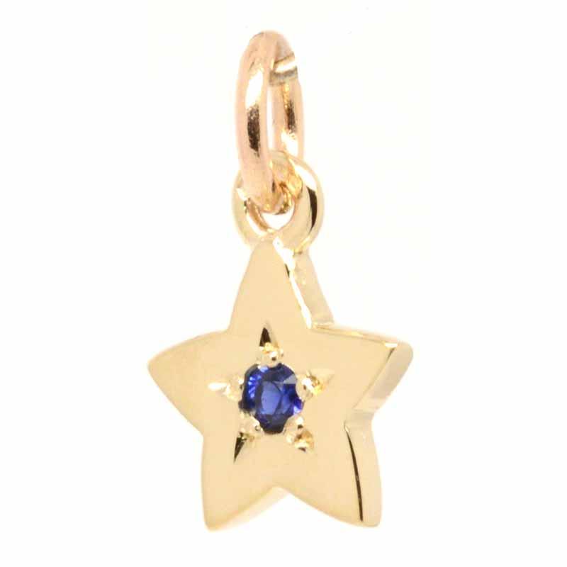 Birthstone Star Charm 9ct Yellow Gold set with real gemstones