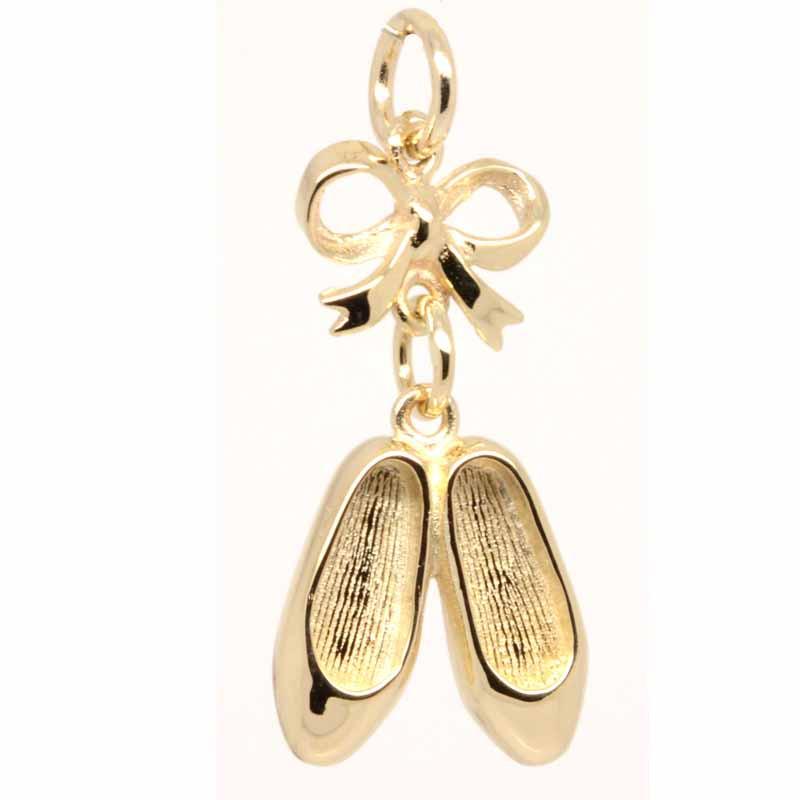 Gold Ballet Shoes Charm 9ct Yellow, Rose and White Gold 18ct Gold