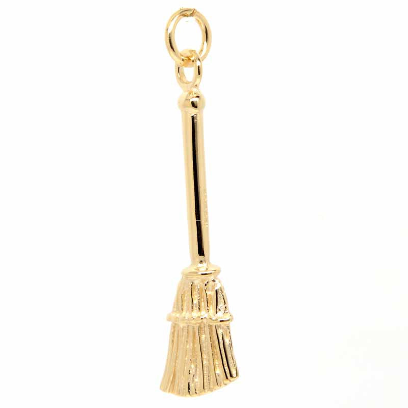 Gold Besom Broomstick Charm - Perfectcharm - 1