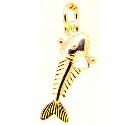 Gold Charm - Gold Fish Bone Charm