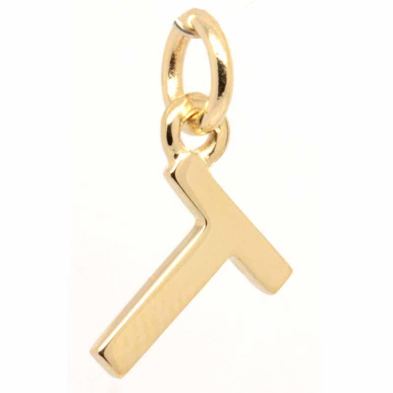 Gold Initial letter T Charm 9ct Yellow, Rose and White Gold 18ct