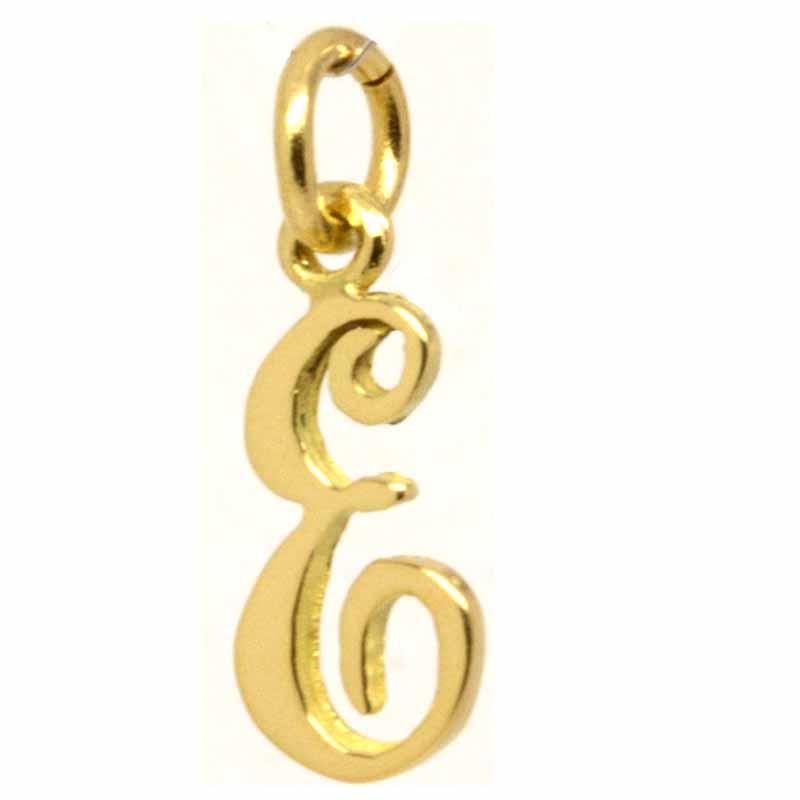 Gold Charm - Gold Small Italic E Charm