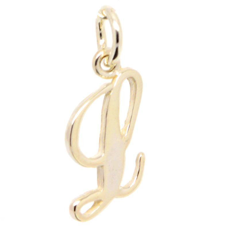 Gold Small Italic L Charm 9ct Yellow, Rose and White Gold 18ct Gold 9ct Yellow Gold / with Necklace 16-18 Adjuster Chain 9ct Yellow Gold