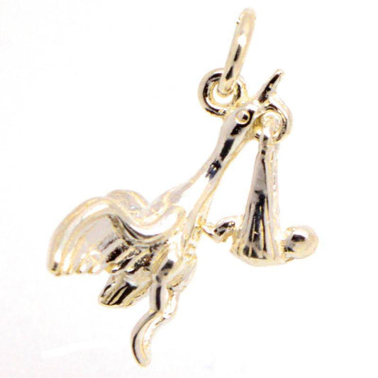 Gold Stork and Baby Charm - Perfectcharm - 1