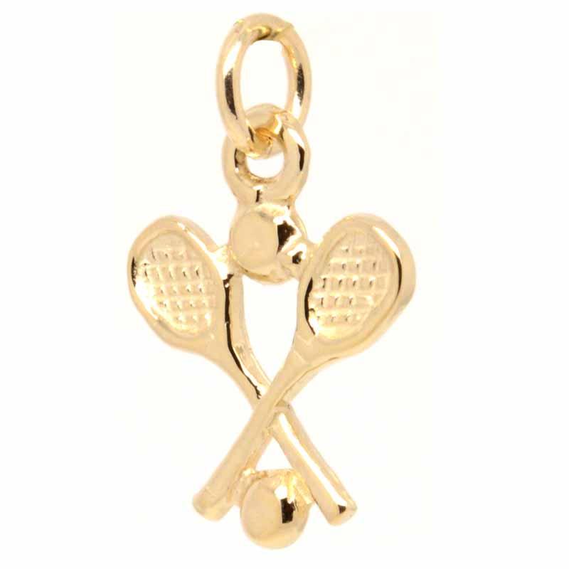 Gold Charm - Gold Tennis Racquets Charm