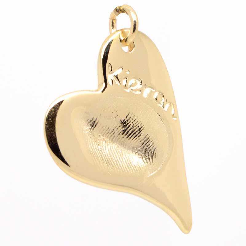 Gold Fingerprint Curvy Heart Necklace 9ct Yellow, Rose and White