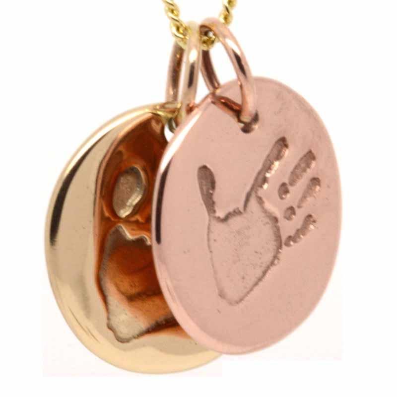 Pendant - Gold Handprint Disc Charm