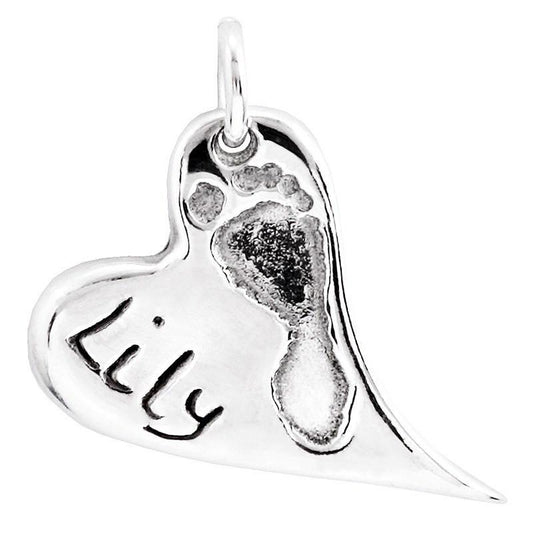 Print Jewellery - Gold Curvy Heart Footprint Charm