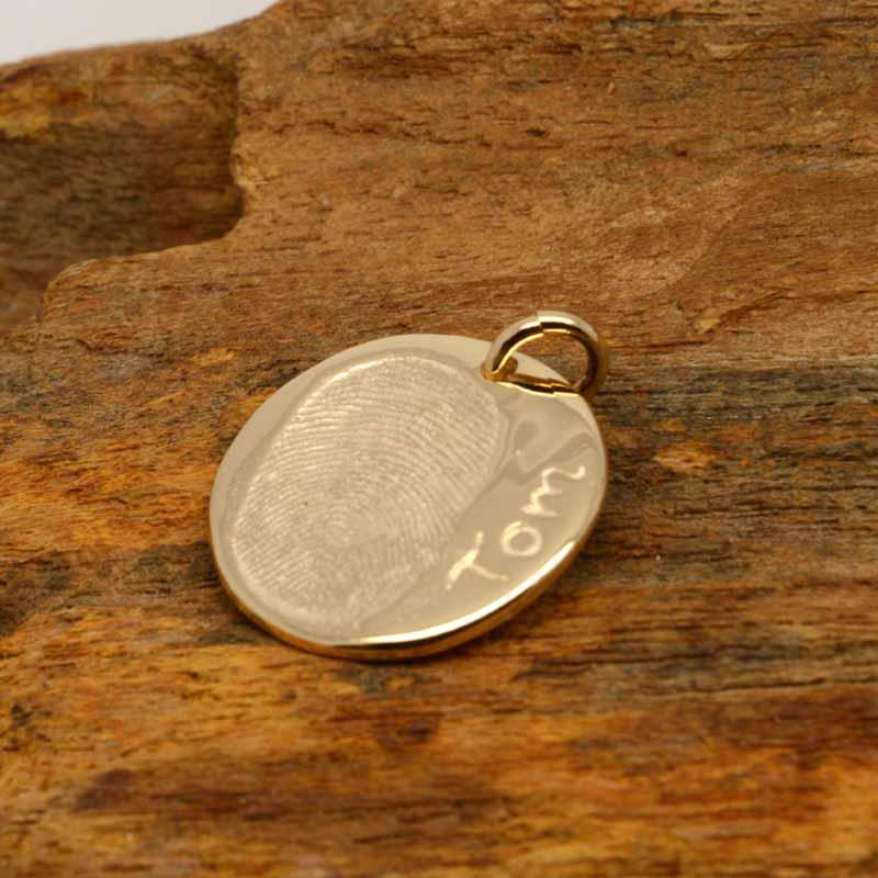 Print Jewellery - Gold Fingerprint Disc Pendant