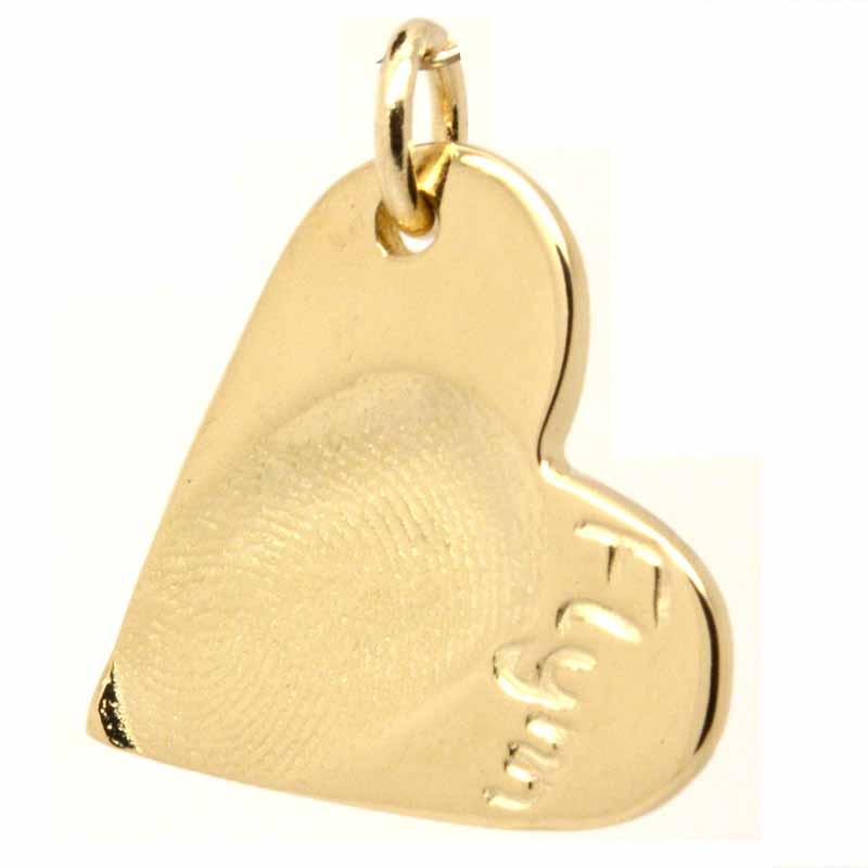 Print Jewellery - Gold Fingerprint Heart Charm