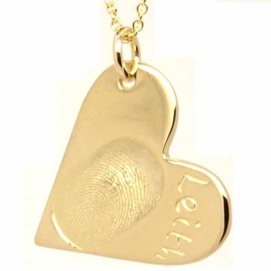 Print Jewellery - Gold Fingerprint Heart Necklace Pendant