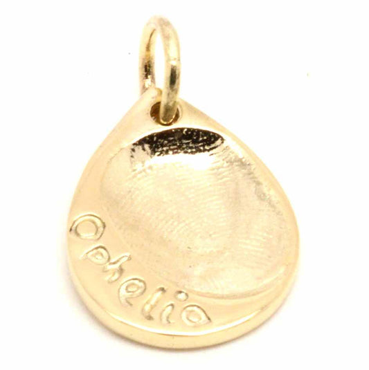 Print Jewellery - Gold Fingerprint Teardrop Charm