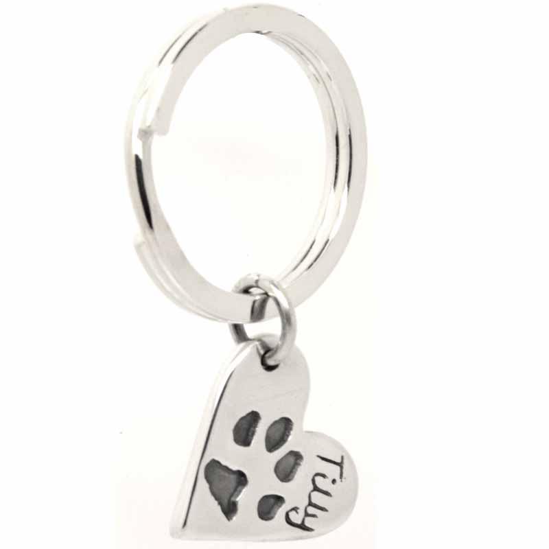 Print Jewellery - Paw Print Heart Keyring