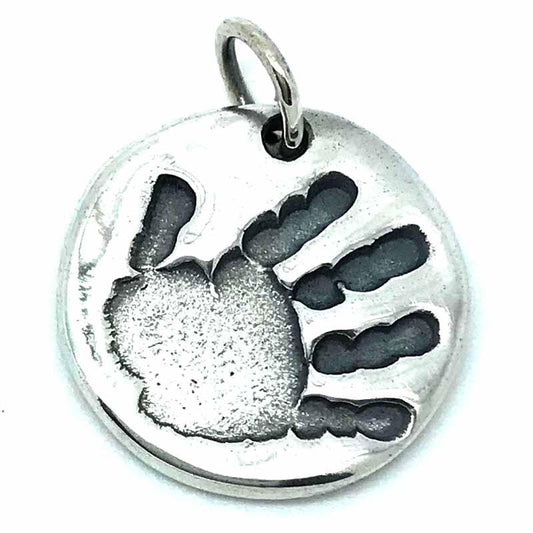 Print Jewellery - Silver Handprint Disc Charm