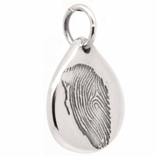 Print Jewellery - Silver Teardrop Fingerprint Charm From Ink Print