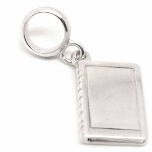 Stock - Silver Book Charm On Carrier Bead