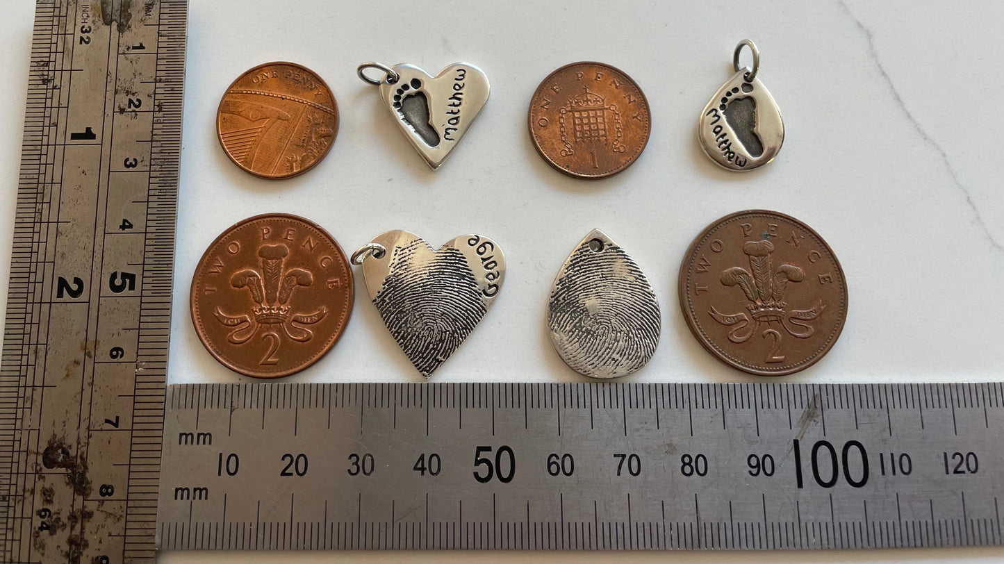 Silver Handprint Heart Necklace Pendant