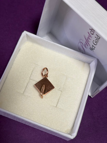 Sale Small Graduation Cap or Mortarboard Charm 9ct Rose Gold