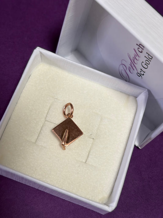 Sale Small Graduation Cap or Mortarboard Charm 9ct Rose Gold
