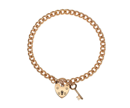 Gold Heavy Curb Charm Bracelet with Padlock