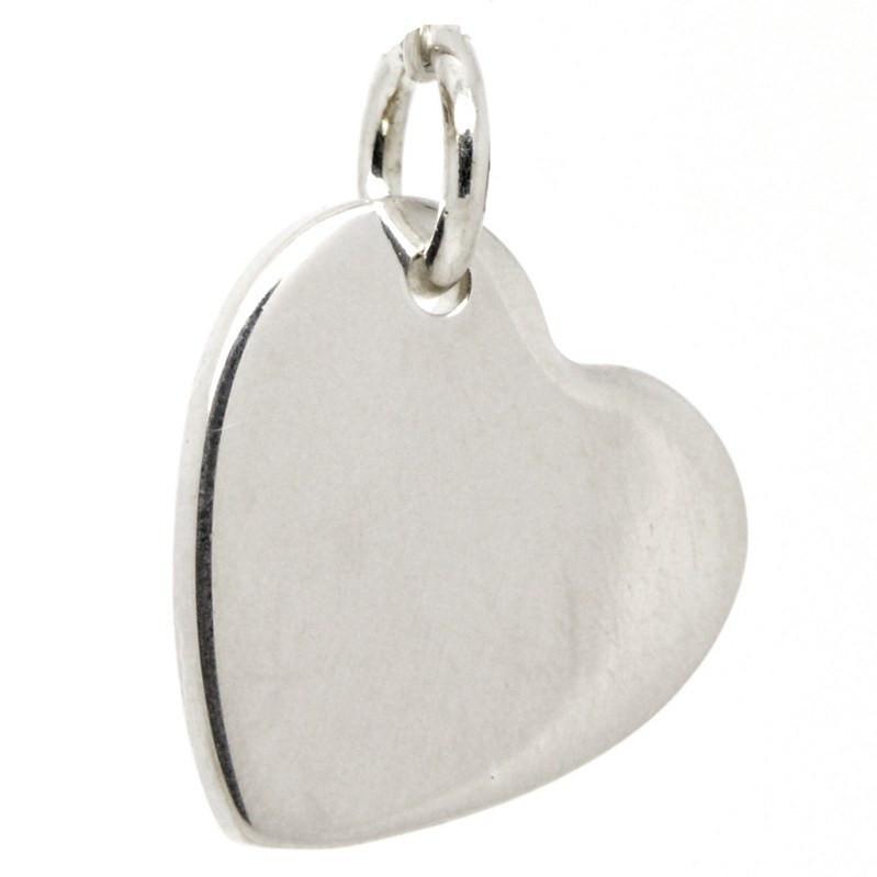 Charm - Engraved Silver Heart Tag Charm