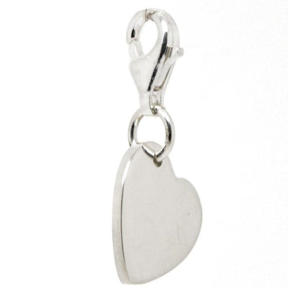 Charm - Engraved Silver Heart Tag Charm