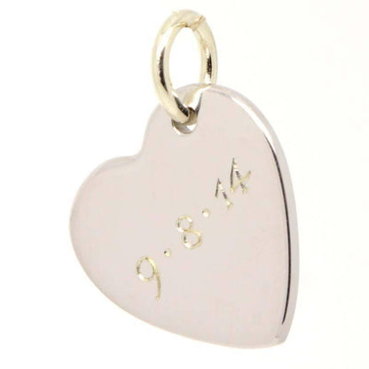 Charm - Engraved Silver Heart Tag Charm