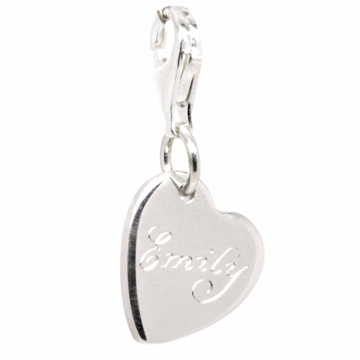 Charm - Engraved Silver Heart Tag Charm