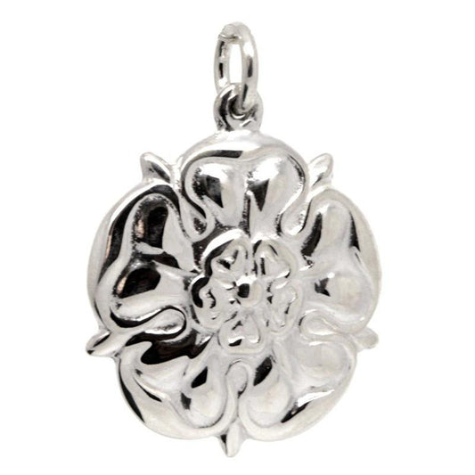 Charm - Engraved Silver Large Tudor Rose Charm