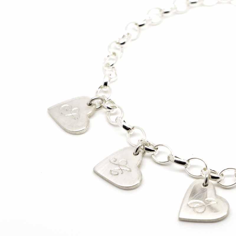 Charm - Engraved Silver Small Heart Tag Charm