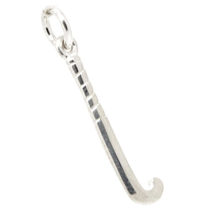 Field Hockey Stick Charm Silver, Clip on clasp and carrier bead