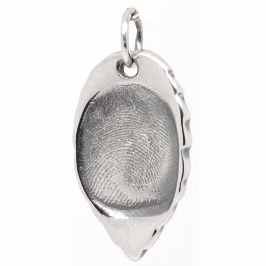 Charm - Fingerprint Large Double Sided Leaf Charm