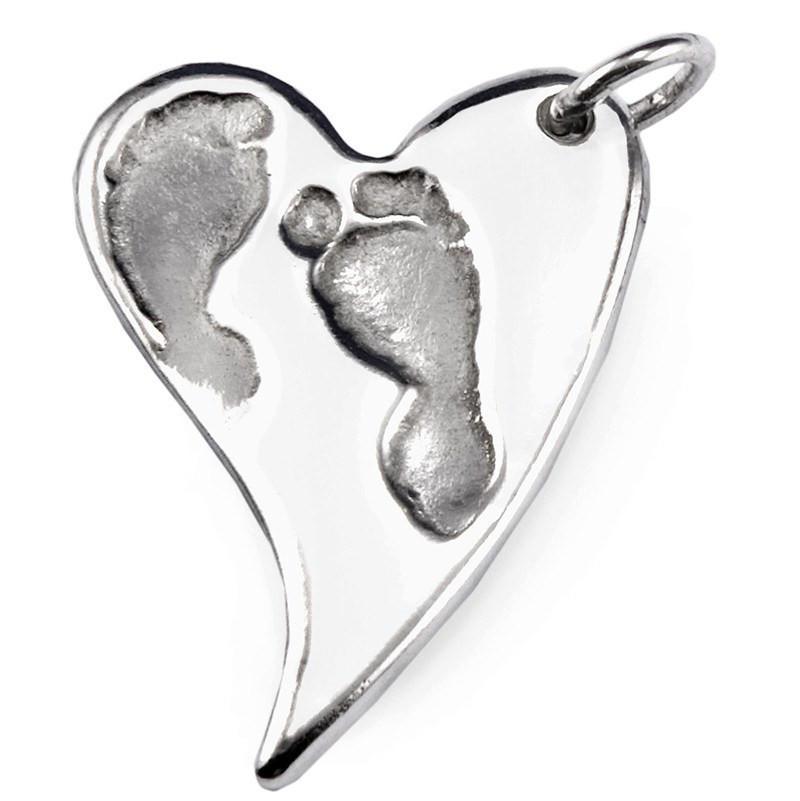 Charm - Footprint Curvy Heart Necklace Pendant