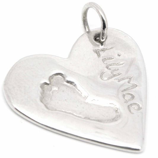 Footprint Heart Necklace Pendant - Perfectcharm - 1