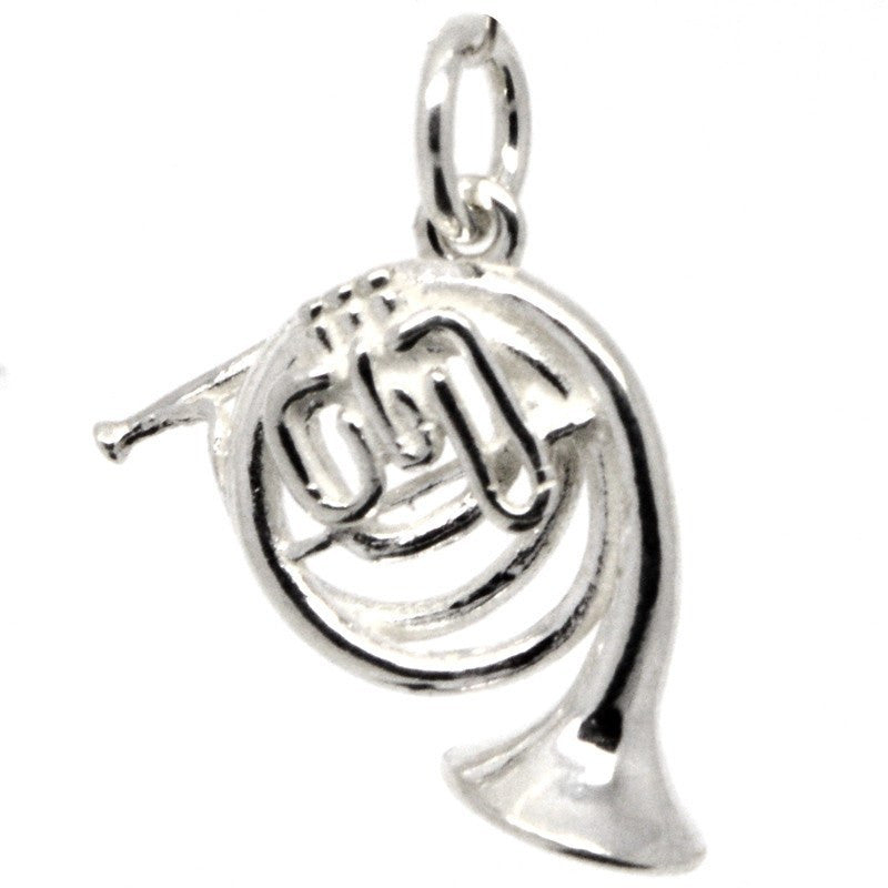 French Horn Charm Silver Clip on clasp and carrier bead