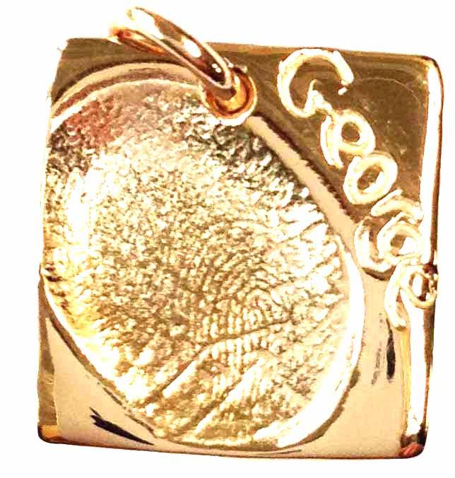 Charm - Gold Fingerprint Square Charm