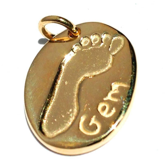 Charm - Gold Footprint Oval Charm