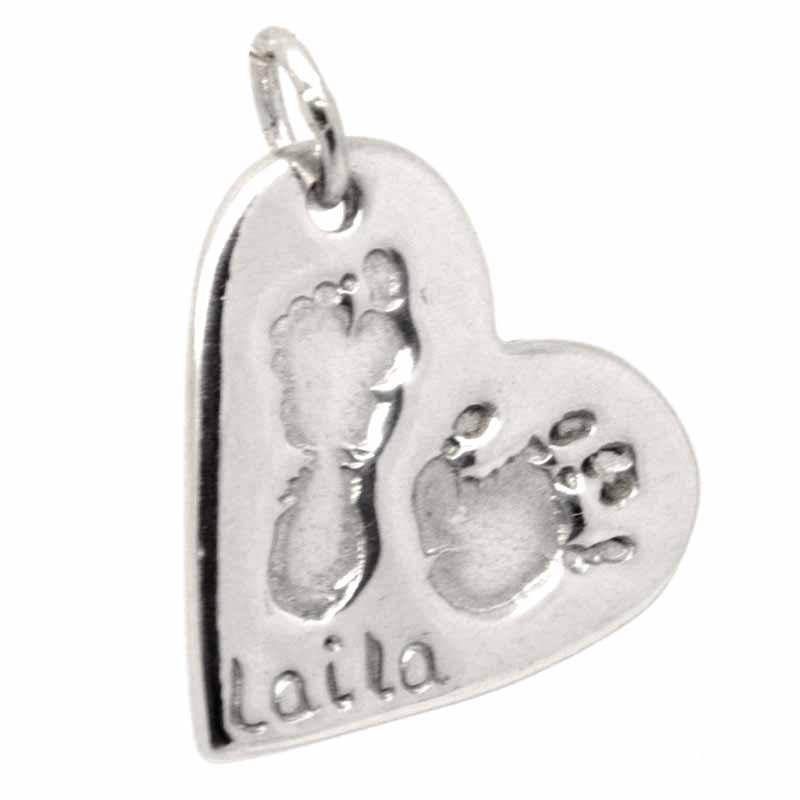 Charm - Handprint And Footprint Heart Necklace Pendant