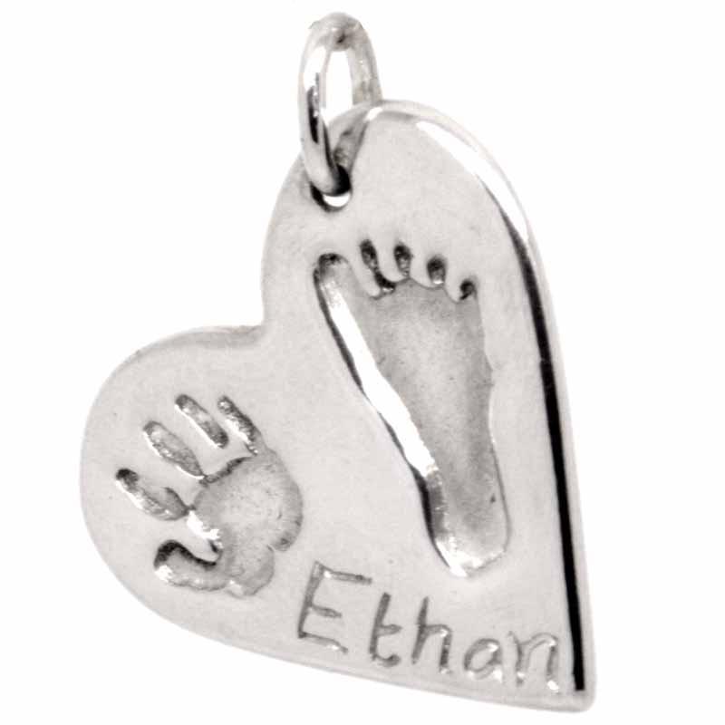 Charm - Handprint And Footprint Heart Necklace Pendant